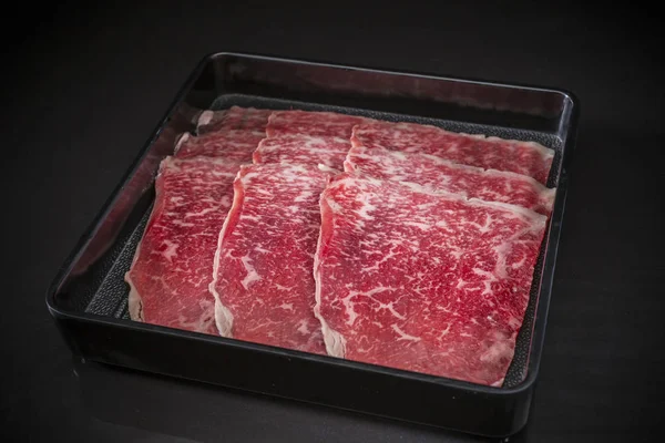 Daging Sapi Tipis Untuk Shabu Shabu Sliced Wagyu Beef Shabu — Stok Foto