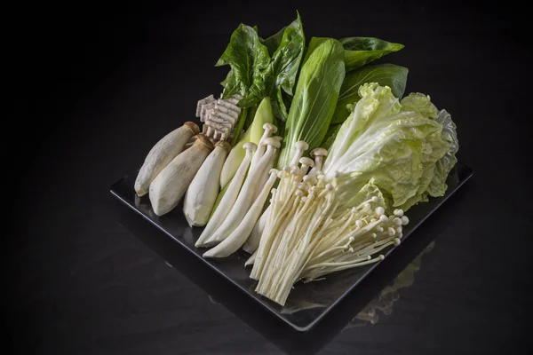 Verduras Frescas Shabu Japonés Shabu Verdura Cruda Sukiyaki Conjunto Verduras —  Fotos de Stock