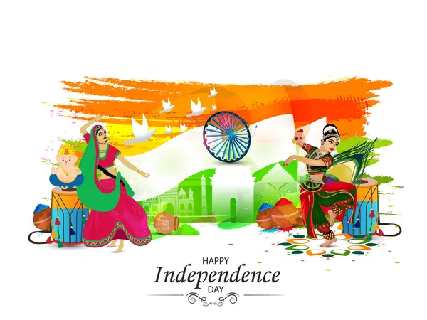 Póster Con Celebración Del Día Independencia India — Vector de stock