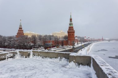 The Moscow Kremlin in the winter after a snowfall in the afternoon. clipart
