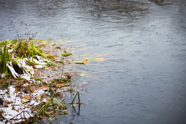 Donmuş gölet, geç sonbaharda.