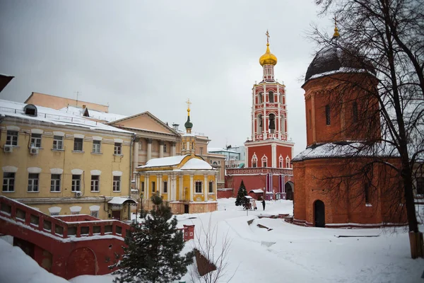 Высоко Петровский Монастырь Зимой Россия Москва — стоковое фото