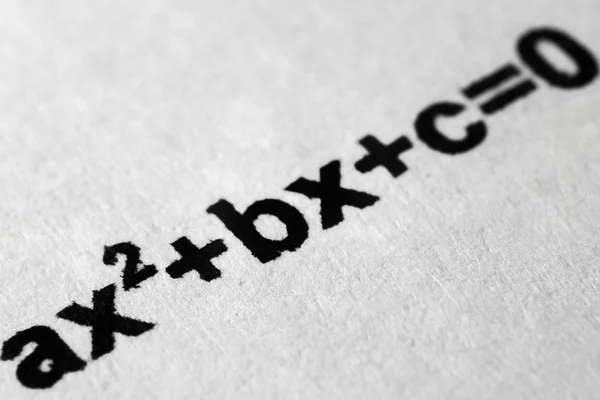 Quadratic Equation Printed Paper Macro Mode — Stock Photo, Image