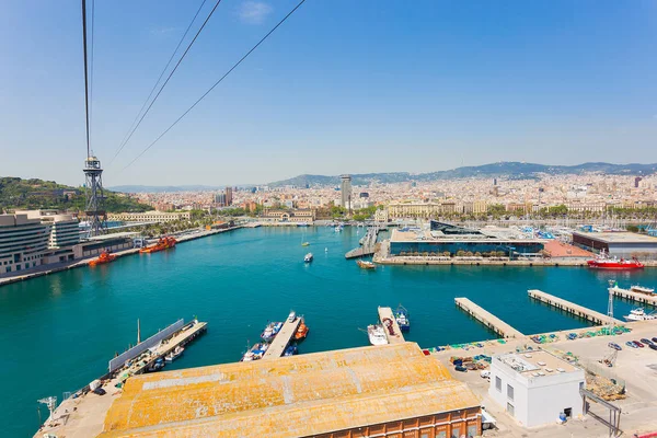 Barcelona Espanha Abril 2018 Teleférico Para Montjuic Barcelona Espanha Dia — Fotografia de Stock