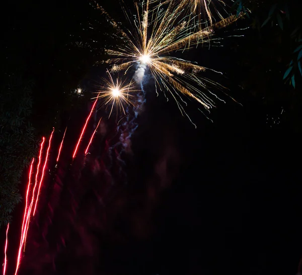 Beautiful Fireworks Night Sky — Stock Photo, Image