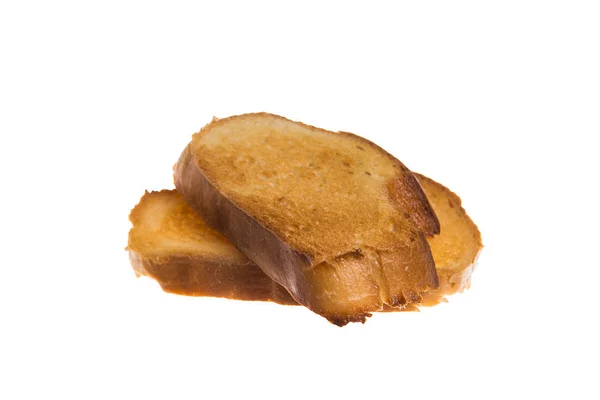 Pão Branco Frito Torradeira Isolado Fundo Branco — Fotografia de Stock
