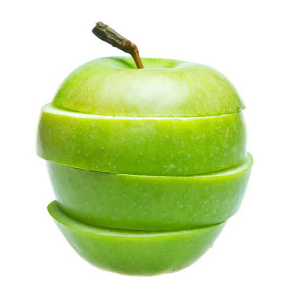 Крупным Планом Вид Зеленого Свежего Яблока Изолированы Белом Фоне — стоковое фото