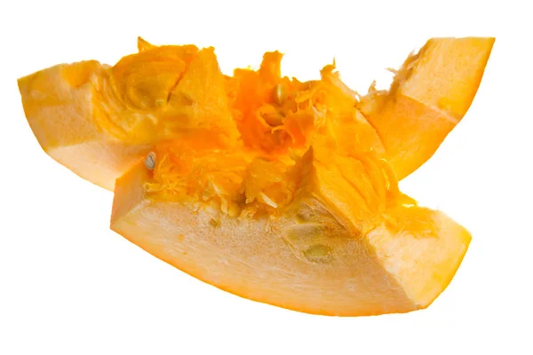 Свежие Оранжевые Части Тыквы Белом Фоне — стоковое фото