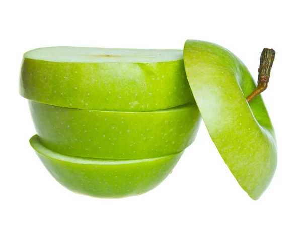 Nahaufnahme Des Grünen Frischen Apfels Isoliert Auf Weißem Hintergrund — Stockfoto