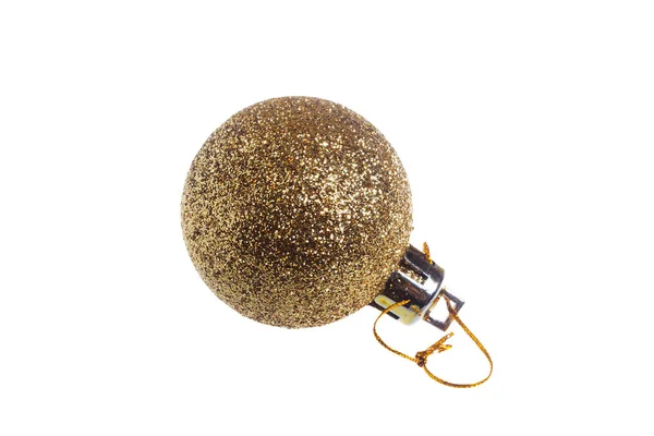 Strooi Gouden Kerst Bal Speelgoed Geïsoleerd Witte Achtergrond — Stockfoto