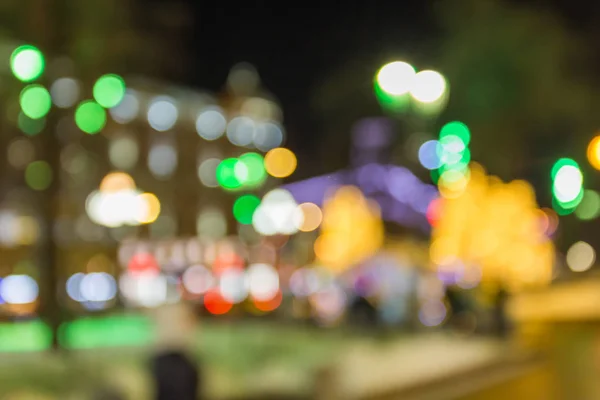 Luces Navidad Ciudad Con Efecto Bokeh Desenfoque — Foto de Stock