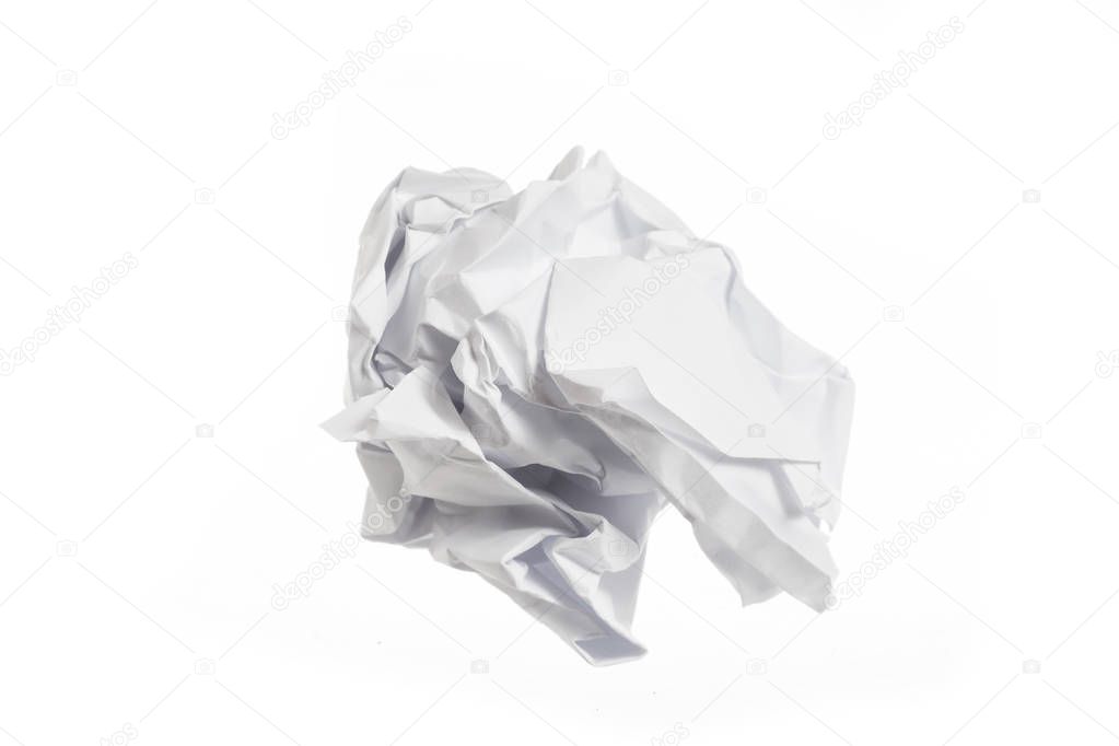 Crumpled paper in the form of balls isolated on white background