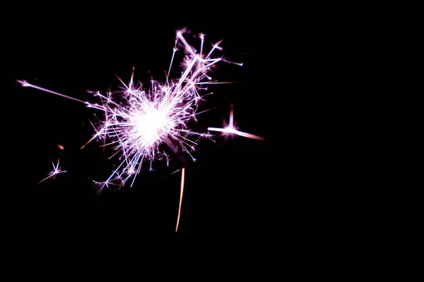 Hermosas Chispas Vacaciones Fuego Bengala Sobre Fondo Negro — Foto de Stock