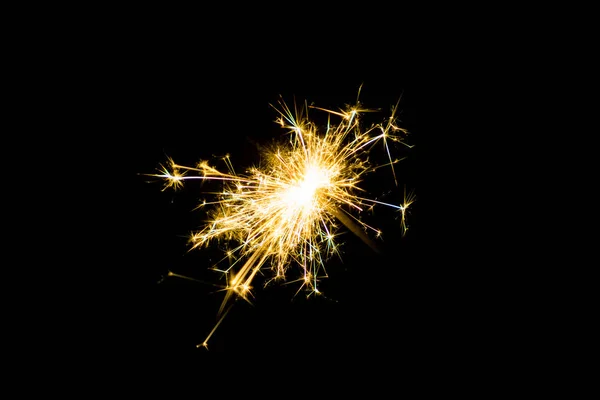 Beautiful Holiday Sparks Bengal Fire Black Background — Stock Photo, Image