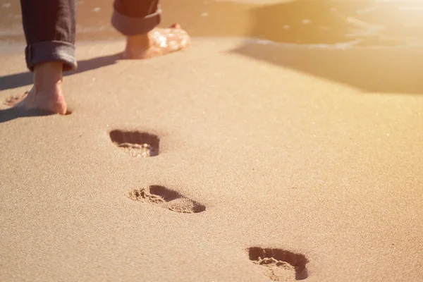 Impronte Sulla Sabbia Sulla Spiaggia — Foto Stock