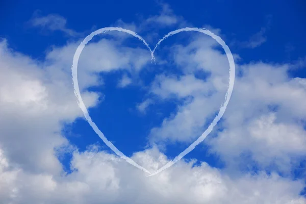 Trace Plane Form Heart Sky Clouds — Stock Photo, Image