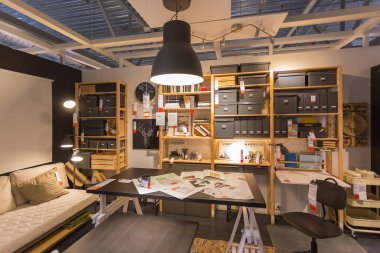 Moskova, Rusya - 24 Şubat 2019: IKEA Teply Stan Moskova'da iç tasarım