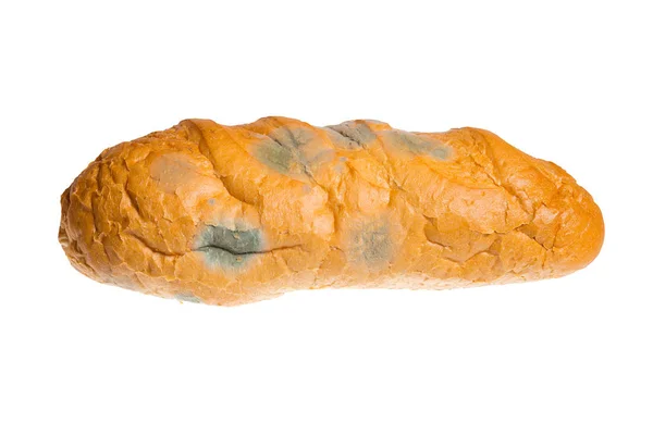 白い背景に分離した糸状菌と白パンの甘やかされて育ったパン — ストック写真