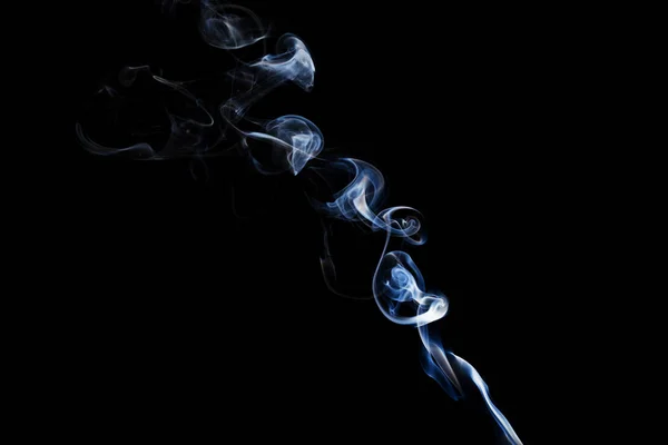 Roken Wierook Een Zwarte Achtergrond Abstract Foto Met Wervelingen Lucht — Stockfoto