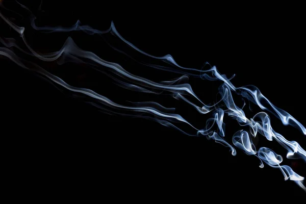 Incienso Humo Sobre Fondo Negro Foto Abstracta Con Remolinos Aire — Foto de Stock