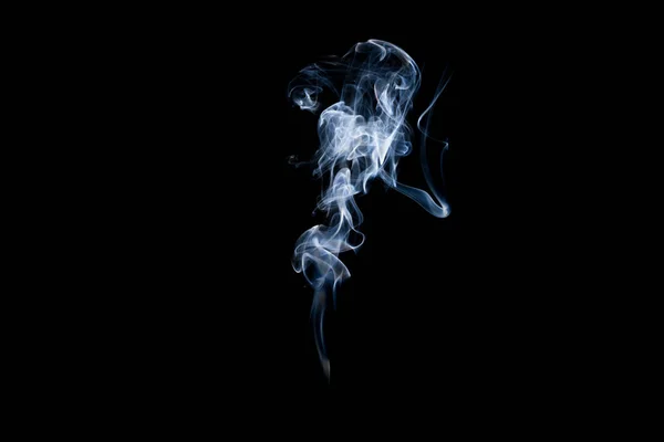 Rauchweihrauch Auf Schwarzem Hintergrund Abstraktes Foto Mit Wirbeln Der Luft — Stockfoto