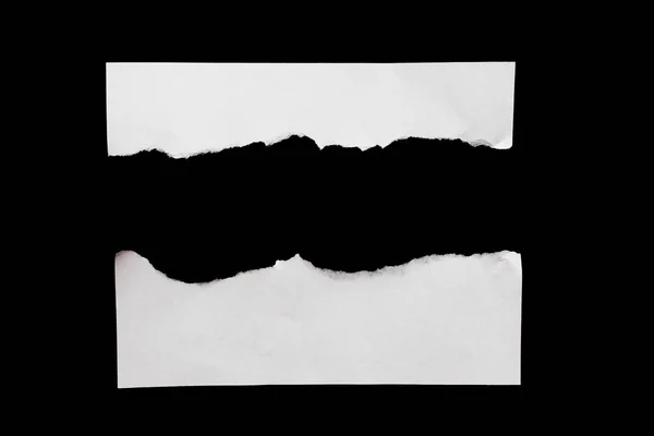 Szakadt Papír Fekete Háttér Másolja Betűk Elszigetelt Hely — Stock Fotó