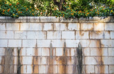 Eski duvar bir yaz gününde İspanya Mallorca Island üzerinde