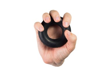 Beyaz arka plan üzerinde izole expander ile el