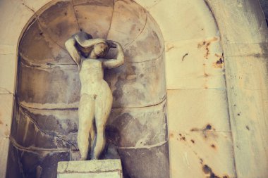 Palma De Mallorca, İspanya - 26 Ağustos 2017: Merkezi ve Palma İspanya Mallorca'da bir yaz gününde sokakta çıplak bir kadın heykeli