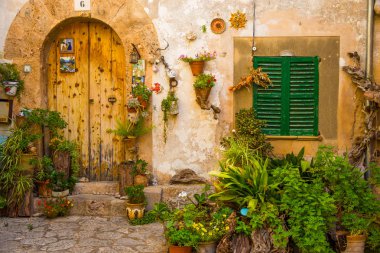 Valldemossa, Palma De Mallorca, İspanya - 31 Ağustos 2017: Palma de Mallorca Valldemossa şehir ömrünü.