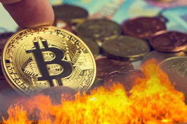Bitcoin ve Euro ve yangın