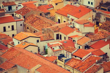 Şehir Cefalu Sicilya Adası İtalya'dan mount Rocca yüksekliğini üzerinde