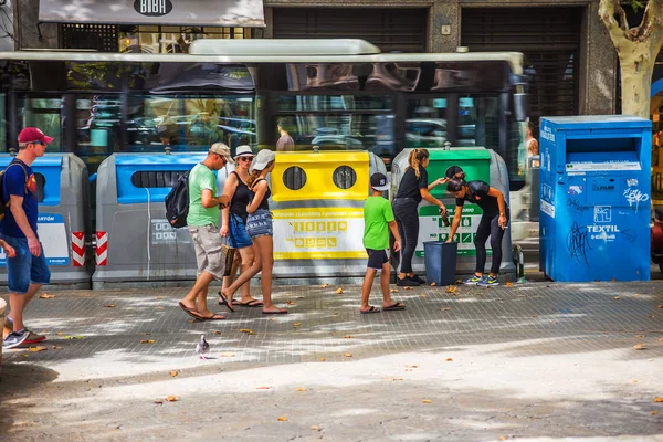 Palma Majorca España Agosto 2017 Recogida Separada Residuos Ciudad Palma —  Fotos de Stock