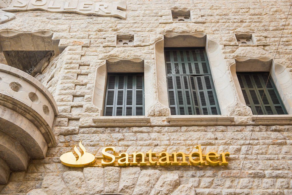 MALLORCA, SPAIN - AUGUST 29, 2017: The Bank Santander in Mallorca.