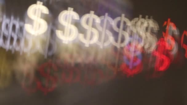Lumières Ville Similaires Signe Dollar Avec Des Images Effet Bokeh — Video