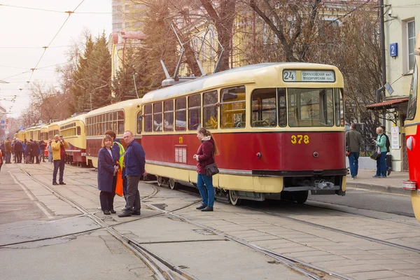 Moskau Russland April 2019 Die Menschen Beobachten Die Parade Alter — Stockfoto