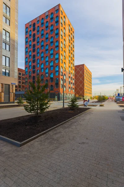 Moscow Ryssland April 2019 Modernt Arkitektoniskt Bostads Komplex Zilart Landskapsarkitektur — Stockfoto