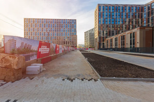 Moscow Ryssland April 2019 Modernt Arkitektoniskt Bostads Komplex Zilart Landskapsarkitektur — Stockfoto