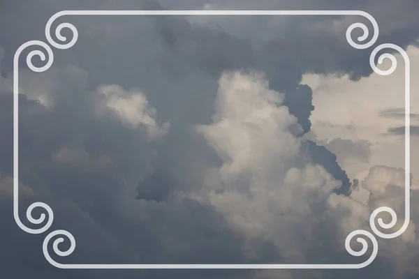 simple frame on sky background with clouds, concept design