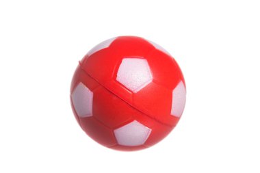 Kırmızı hatıra futbol topu beyaz arka plan üzerinde izole