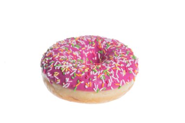 Beyaz arka planda izole reçel ile lezzetli donut