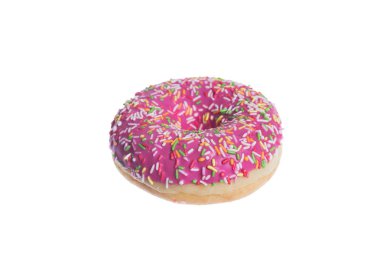 Beyaz arka planda izole reçel ile lezzetli donut