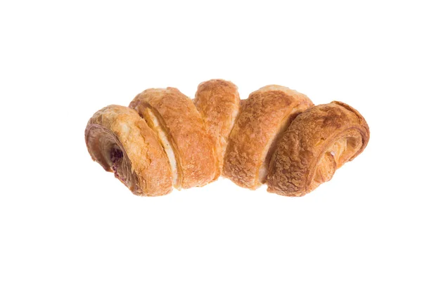 Delicioso Croissant Isolado Fundo Branco — Fotografia de Stock