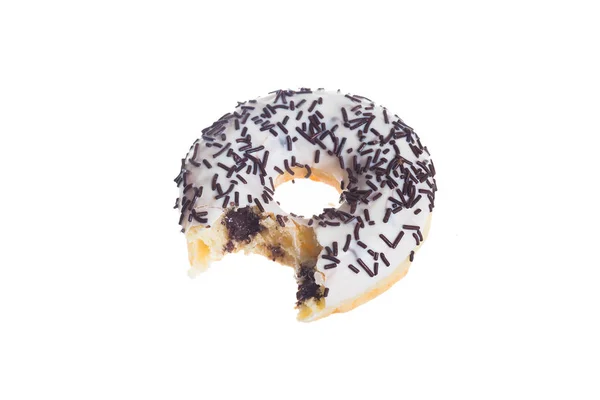 Delicioso Donut Chocolate Isolado Fundo Branco — Fotografia de Stock