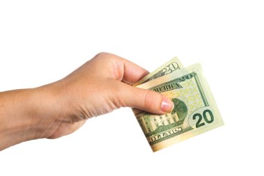 Abd doları beyaz arka planda izole el