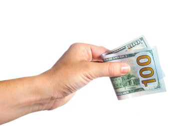 Abd doları beyaz arka planda izole el
