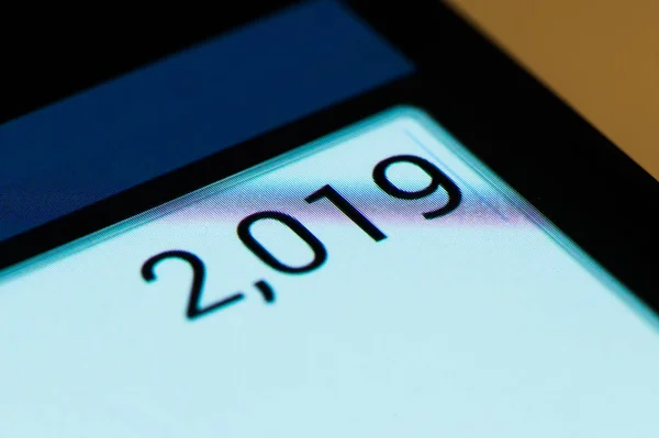 Číslo 2019 Obrazovce Smartphone — Stock fotografie