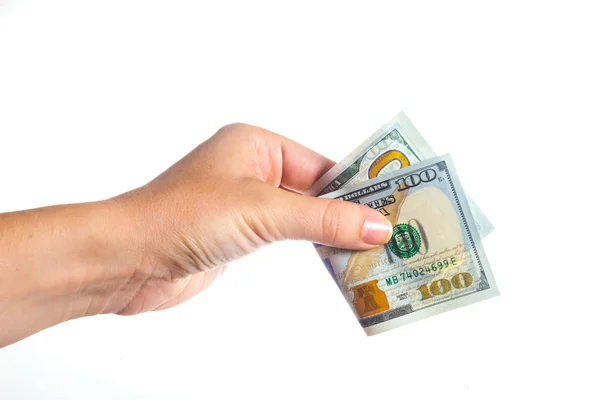 Americké Dolary Ruce Izolované Bílém Pozadí — Stock fotografie