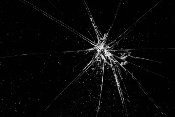 Cracks Glass Black Background Abstraction — Stock Photo, Image