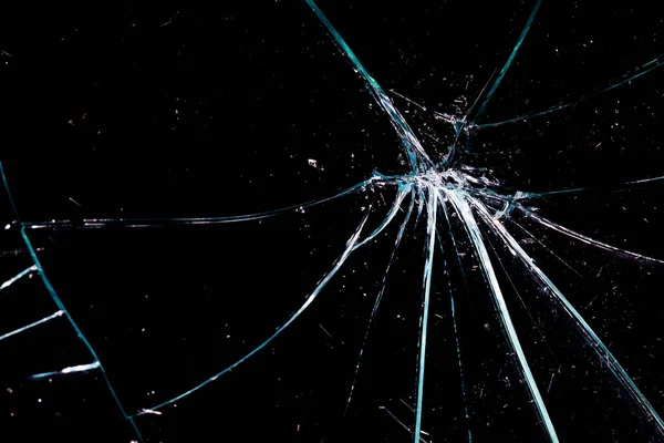Cracks Glass Black Background Abstraction — Stock Photo, Image